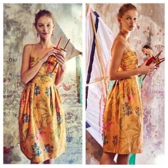 Anthropologie James Cavillo Botanical Dress NWOT - Picture 2 of 7